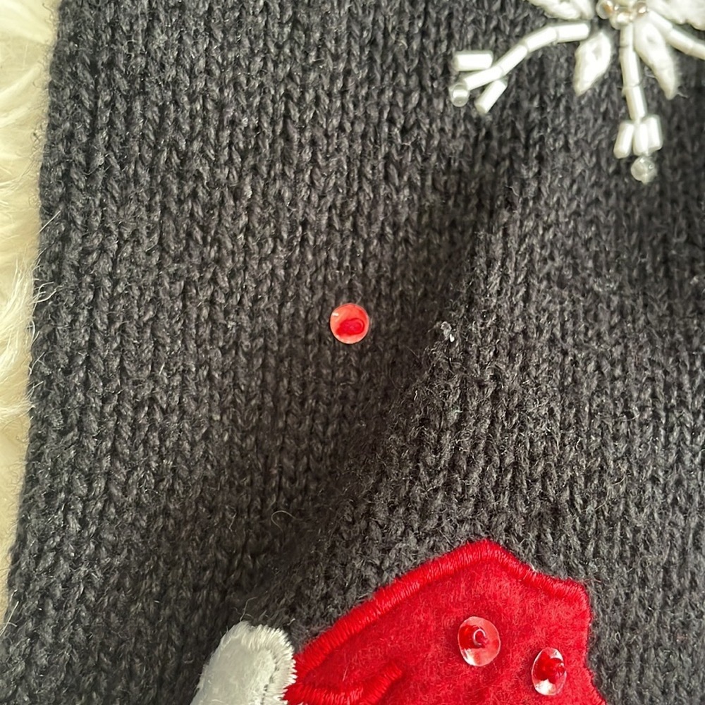 Classic elements vintage vtg beaded snowflake black Santa ugly Christmas sweater - Picture 9 of 16